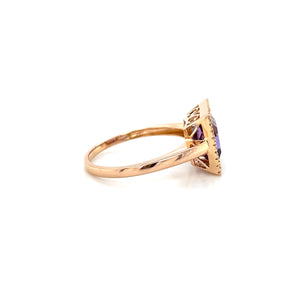 18K Rose Gold 7.44ct Amethyst Diamond Statement Ring