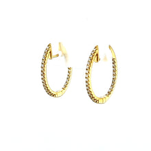 Load image into Gallery viewer, 14k Yellow Gold Inside Out Diamond Hoop Earrings