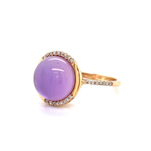 Load image into Gallery viewer, 18K Rose Gold Amethyst Diamond Ring w/ Mother of Pearl Backing