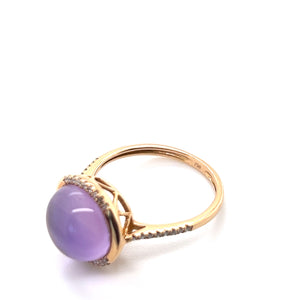 18K Rose Gold Amethyst Diamond Ring w/ Mother of Pearl Backing