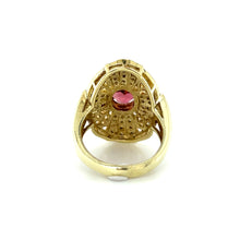 Load image into Gallery viewer, Vintage 14K Yellow Gold 2.30ct Pink Tourmaline and Diamond Shield Ring