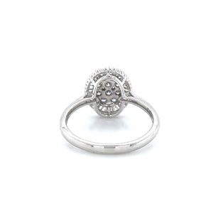 18K White Gold Diamond Cluster Oval Ballerina Ring
