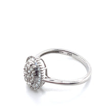 Load image into Gallery viewer, 18K White Gold Diamond Cluster Oval Ballerina Ring