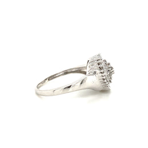 14K White Gold 1.00ctw Cluster Diamond Heart Ring