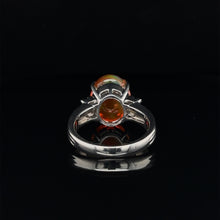 Load image into Gallery viewer, Platinum 5.16ct Fire Opal Cabochon Diamond Statement Ring