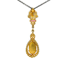 Load image into Gallery viewer, Antique Silver/18K Opal and Rose Cut Diamond Necklace