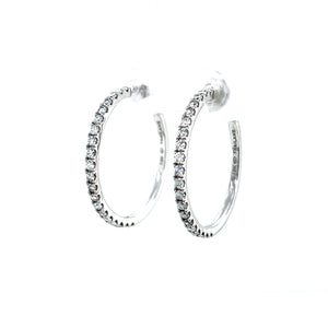 10K White Gold 1 Carat Diamond Half Hoop Earrings