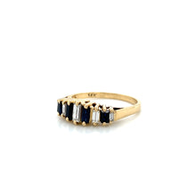 Load image into Gallery viewer, 14K Yellow Gold Sapphire and Diamond Baguette Band