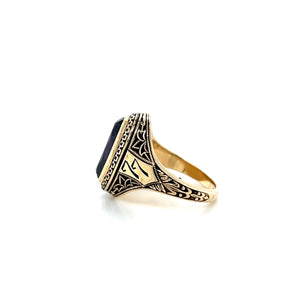Vintage 10K Yellow Gold 1977 "KCK" Spinel Class Ring