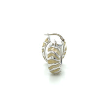 Load image into Gallery viewer, 14K White Gold Zebra Striped Pattern Huggie Earrings