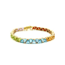 Load image into Gallery viewer, 14K Yellow Gold Rainbow Multi-Gemstone Statement Bracelet
