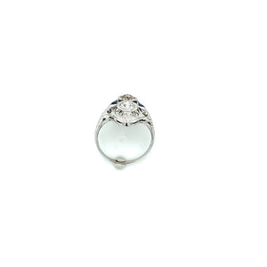 20K White Gold Art Deco .75ctw OEC Diamond Shield Ring