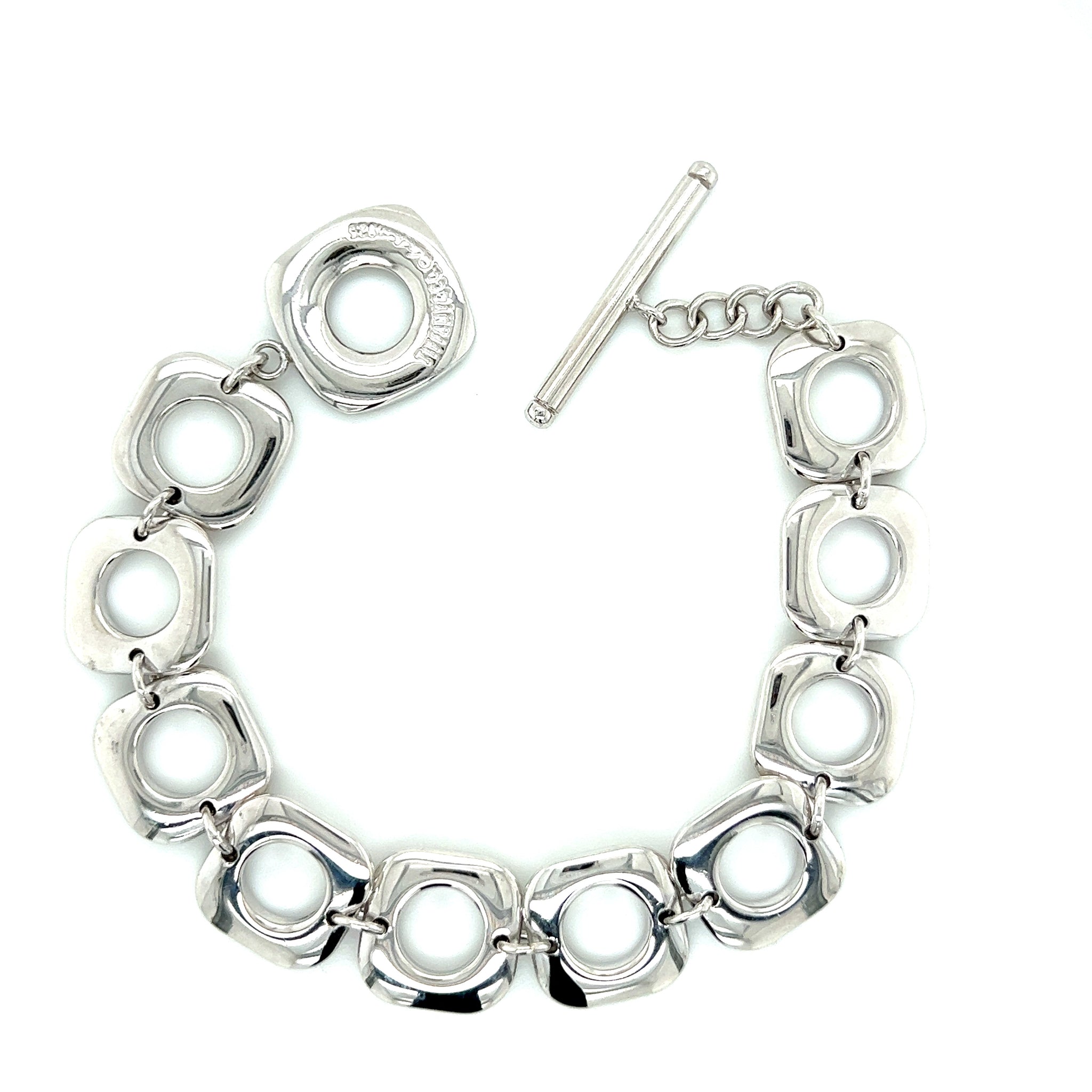 Retired Tiffany & Co. 925 Silver Cushion Link Toggle Bracelet – AJG