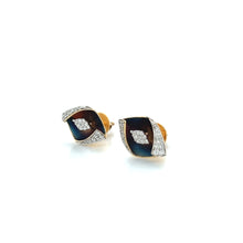 Load image into Gallery viewer, 14K Yellow Gold Colored Rhodium Diamond Earrings