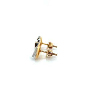 14K Yellow Gold Colored Rhodium Diamond Earrings