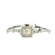 Load image into Gallery viewer, 1940&#39;s 14K White Gold Art Deco Hamilton Watch w/ Diamonds