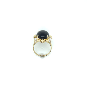14K Two-Tone Onyx and Diamond Statement Ring