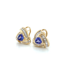 Load image into Gallery viewer, 14K Yellow Gold Tanzanite and Baguette Diamond Earrings