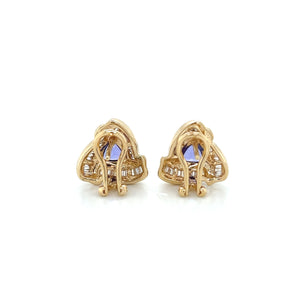 14K Yellow Gold Tanzanite and Baguette Diamond Earrings