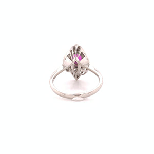 Platinum Natural Pink Sapphire and Diamond Modernist Ring