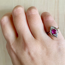 Load image into Gallery viewer, Platinum Natural Pink Sapphire and Diamond Modernist Ring