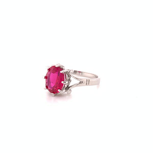 Vintage 10K White Gold Synthetic Oval Ruby Ring