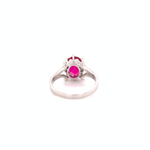 Vintage 10K White Gold Synthetic Oval Ruby Ring