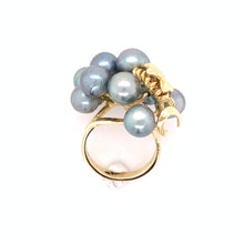Load image into Gallery viewer, Retro 14K Yellow Gold Tahitian Pearl Grape Motif Cluster Ring