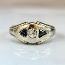 Load image into Gallery viewer, 14k White Gold Old European Diamond and Sapphire Ring