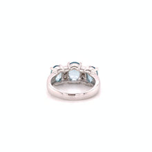 Load image into Gallery viewer, 10K White Gold 3-Stone Blue Topaz and Diamond Ring