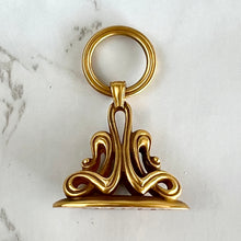 Load image into Gallery viewer, Antique Art Nouveau 14K Yellow Gold Fob Pendant Hand-Engraved