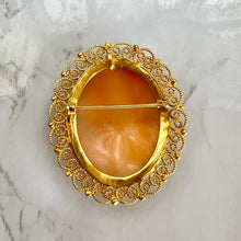 Load image into Gallery viewer, Victorian 18K Yellow Gold Large Cameo Filigree Brooch/Pendant