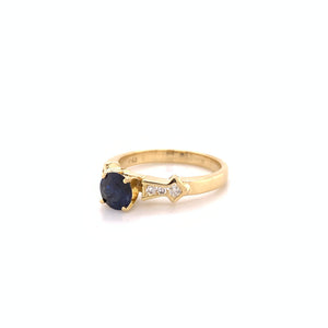 18K Yellow Gold 1.00ct Sapphire and Diamond Ring