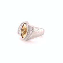 Load image into Gallery viewer, Retro 14K White Gold Natural Citrine and .16ctw Diamond Ring
