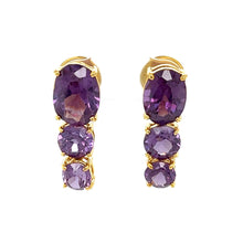Load image into Gallery viewer, 18K Yellow Gold Synthetic Color-Change Sapphire Drop Earrings