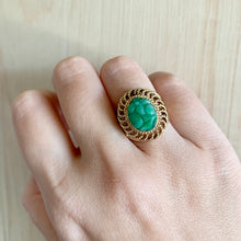 Load image into Gallery viewer, 14K Yellow Gold Carved Green Jade Openwork Ring