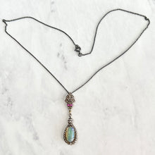 Load image into Gallery viewer, Antique Silver/18K Opal and Rose Cut Diamond Necklace