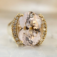 Load image into Gallery viewer, 14K 12.25ct Morganite and Diamond Statement Ring