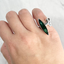 Load image into Gallery viewer, Custom 14K White Gold Green Tourmaline Modernist Ring