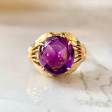 Load image into Gallery viewer, Art Deco 18K Yellow Gold Large Amethyst Cabochon Domed Ring