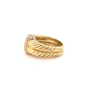 14K Yellow Gold Diamond Rope Twist Statement Ring
