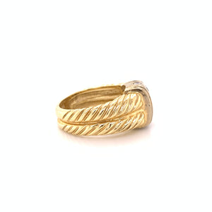 14K Yellow Gold Diamond Rope Twist Statement Ring