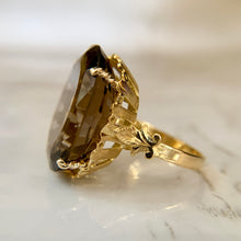 Load image into Gallery viewer, Chunky 18K Yellow Gold Oval Smoky Quartz Statement Ring