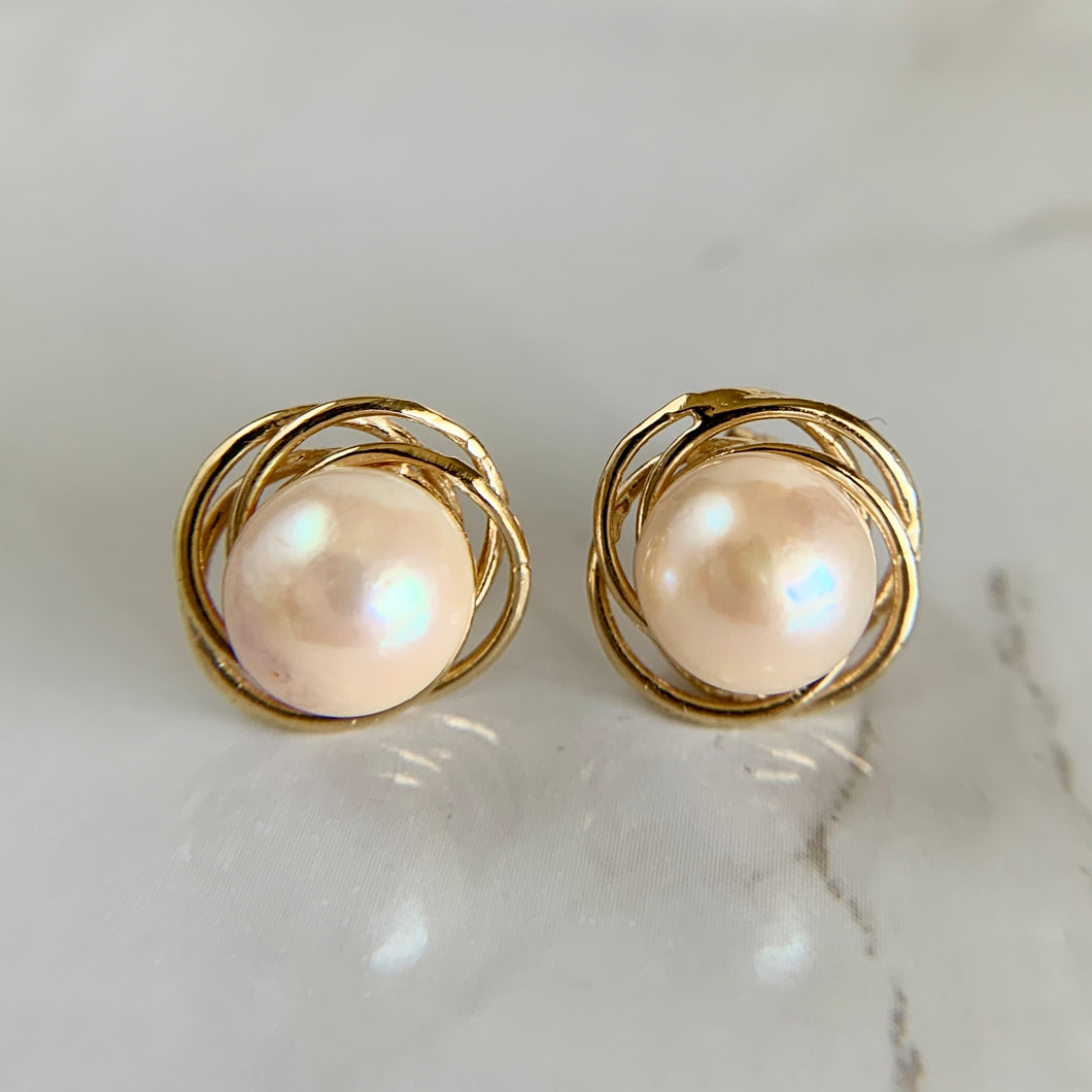 14k Yellow Gold Akoya Pearl Earrings