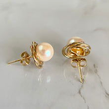 Load image into Gallery viewer, 14k Yellow Gold Akoya Pearl Earrings