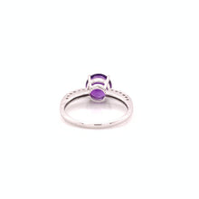 Load image into Gallery viewer, 14K White Gold Amethyst and Diamond Ring