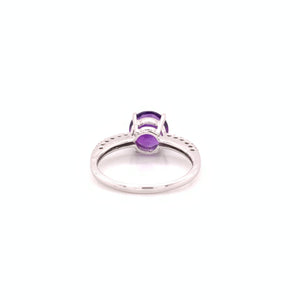 14K White Gold Amethyst and Diamond Ring