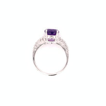 Load image into Gallery viewer, 14K White Gold Amethyst and Diamond Ring