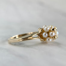 Load image into Gallery viewer, 14K Yellow Gold Small Cultured Pearl Cluster Ring