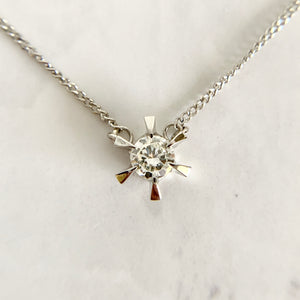 Platinum .25ct VS Old Euro Cut Diamond Starburst Pendant Necklace